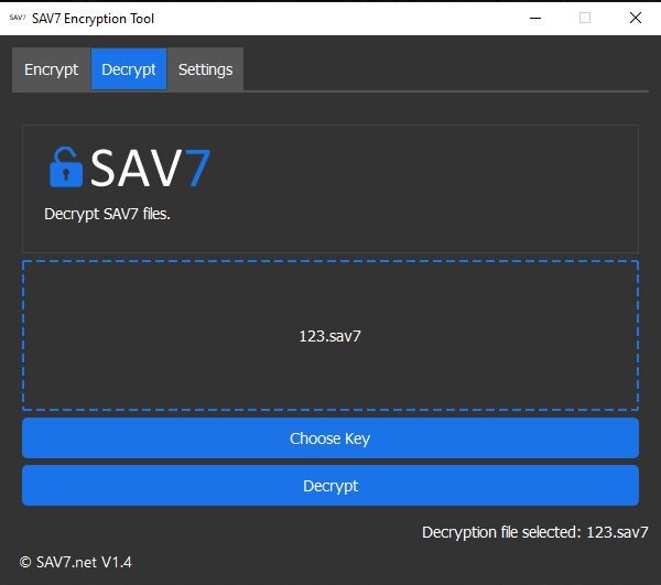 Decryption AES-256 SAV7