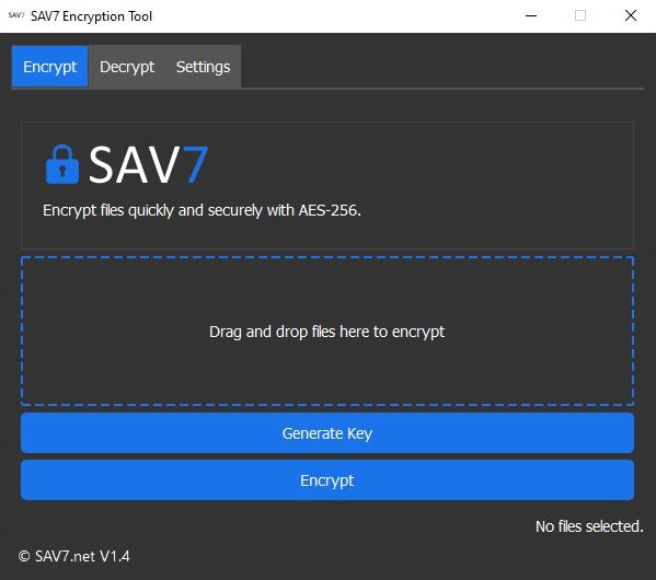 Verschlüsselungsanwendung SAV7 Data Encryption AES-256